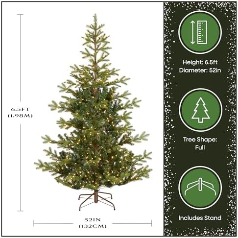 National Tree Company 'Feel Real' Pre-lit Artificial Christmas Tree | Includes Pre-strung White Lights and Stand | Norwegian Spruce - 7.5 ft | 750 Clear Lights, 1,325 Tips, Includes Stand, Artificial, Green