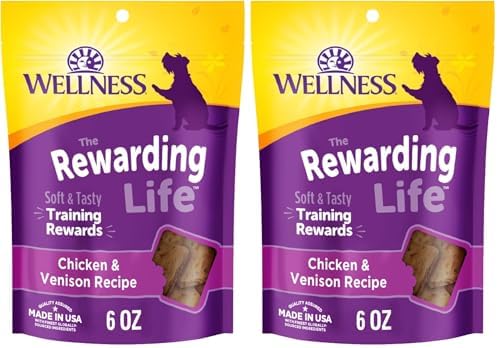 Wellness Rewarding Life Soft Dog Training Treats, Natural, Grain Free, Lamb and Salmon Recipe, 6 oz Bag