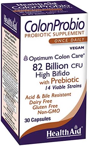 HealthAid ColonProbio – 82 Billion CFU Probiotic with Prebiotic, High Bifido Formula, 14 Strains, Once Daily