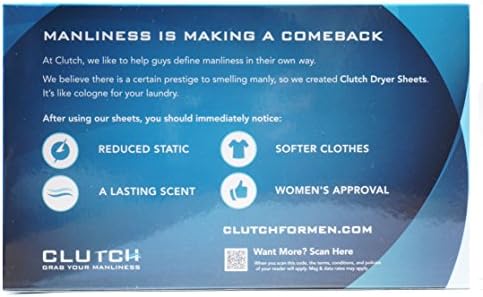 Clutch Men's Dryer Sheets, Fabric Softener for Men, 40 Count Box