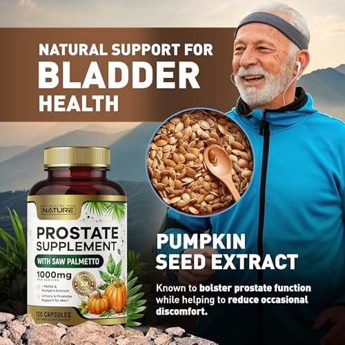 Built by Nature Prostate Supplement for Men, 120 Capsules Saw Palmetto, Advanced 3X Formula, Stinging Nettle and Pumpkin Seed Extract
