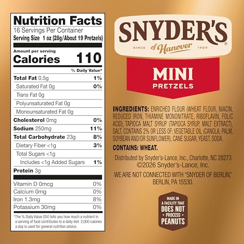Snyder's of Hanover Mini Pretzels, 100 Calorie Individual Packs, 36 Ct