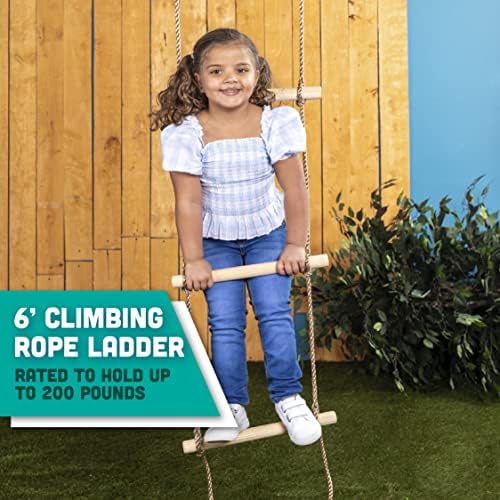 Squirrel Products 6 ft. Climbing Rope Ladder for Kids - DIY Swingset Addition for Outdoor Play Equipment