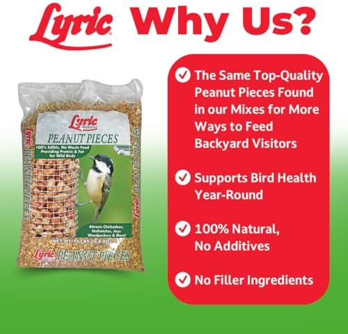 Lyric Peanut Pieces Wild Bird Seed 15 lb Bag - Shelled Peanuts Wild Bird Food for Outside Feeders - Attracts Titmice, Woodpeckers, Chickadees & More | Lyric Peanut Pieces Wild Bird Seed - Shelled Peanuts, 15 lb. Bag