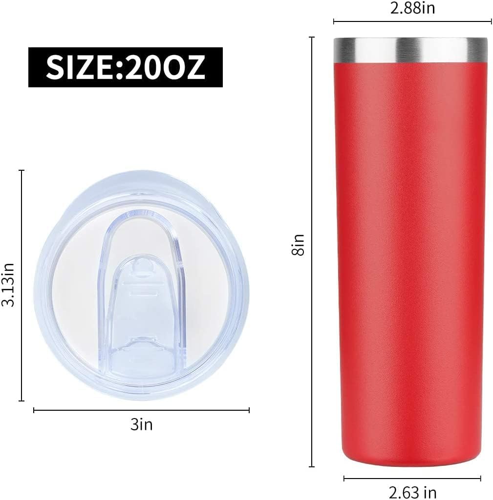 HASLE OUTFITTERS 20 oz Skinny Tumblers Bulk Set, Stainless Steel Insulated Slim Tumblers with Lids, Reusable Double Wall Travel Coffee Mugs