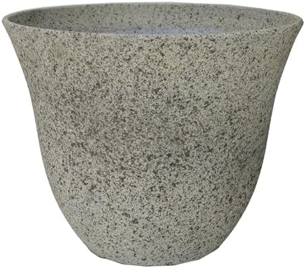 Honeysuckle Resin Planter, Durable Garden Pot, 15" Stone | Hand-Painted Finish Plant Pots, Lightweight Indoor Outdoor Planter, UV-Resistant