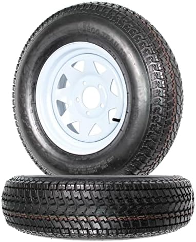 eCustomrim 2-Pack Trailer Tire Rim Assembly ST205/75D14 LRC 5 Lug White | 14 Inch 205/75D14 Load Range C 6 Ply Tire
