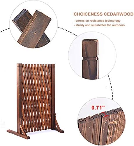 jxgzyy 2 Pack Expandable Wood Garden Fence Wooden Pet Gate Retractable Wooden Fence Gate Freestanding Wooden Fence Gate for Garden Patio Decorative