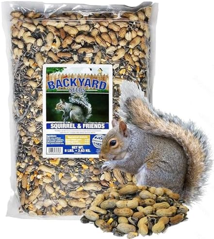 CountryMax Backyard Seeds Squirrel & Chipmunk Food Mix – 8 lb Bag – Premium Wildlife Blend with Sunflower Seeds, Peanuts & Corn – Ideal for Squirrels, Chipmunks, Rabbits & Backyard Birds​