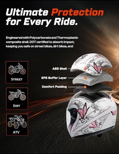 TCMT Full Face Helmet for Adult Men & Women, DOT Approved