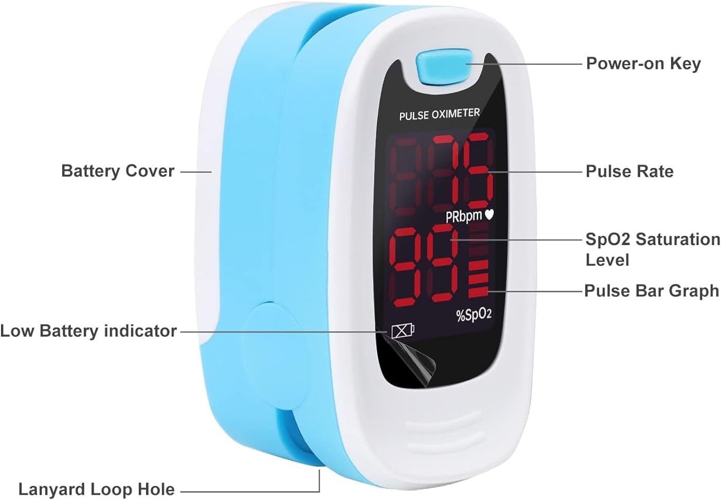 CONTEC LED CMS50M Pulse Oximeter,SpO2 and PR Value Waveform Blood Oxygen, Neck/Wrist Cord