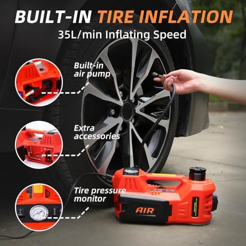STANDTALL Electric Car Jack 5 Ton 12V Hydraulic Jack, Built-in Inflator