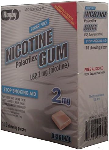 Nicotine Gum 2mg Sugar Free Original Generic for Nicorette 110 Pieces per Box Pack of 3 Total 330 Pieces