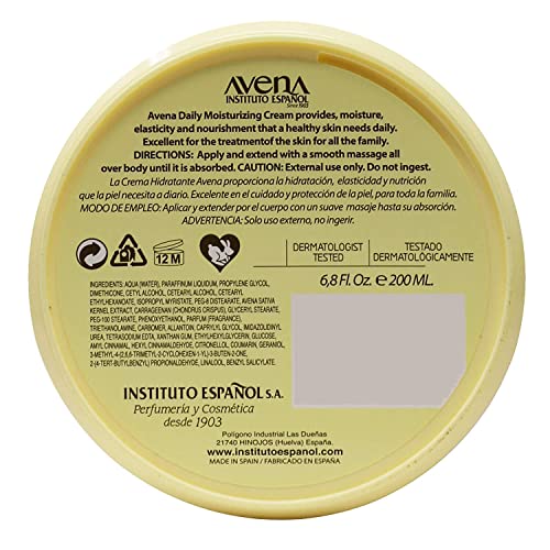 Avena Instituto Espaol Moisturizing Cream, Hand & Body, Revitalizes and Protects Your Skin, 2-Pack of 6.8 FL Oz Each