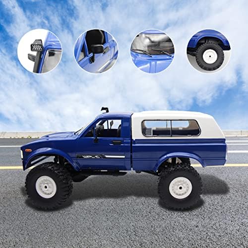 Mostop RC Crawler WPL C24 Rock Crawler RC Truck 4x4 Off Road, 1:16 Scale RTR Remote Control Truck, 2.4Ghz Proportional Steering RC Car with LED Lights