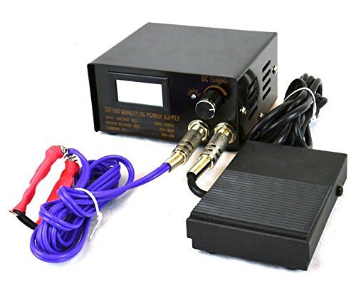 Grinder Tattoo Kit by Pirate Face Tattoo / 4 Tattoo Machine Guns - Power Supply / 7 Ink by Radiant Colors - Made in the USA/LCD Power Supply / 50