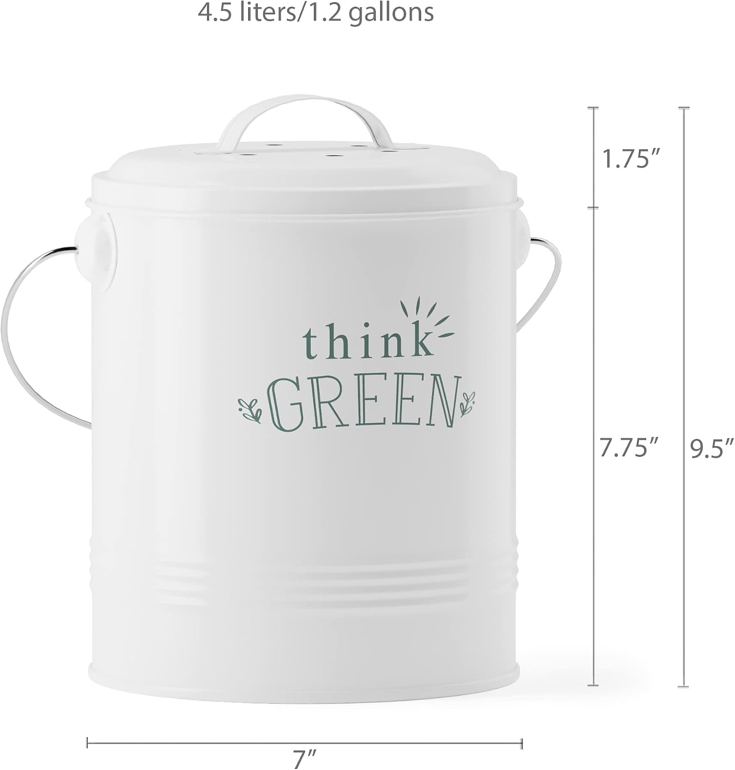 Barnyard Designs 1.2 Gallon Kitchen Counter Compost Bin with Lid (Mint)