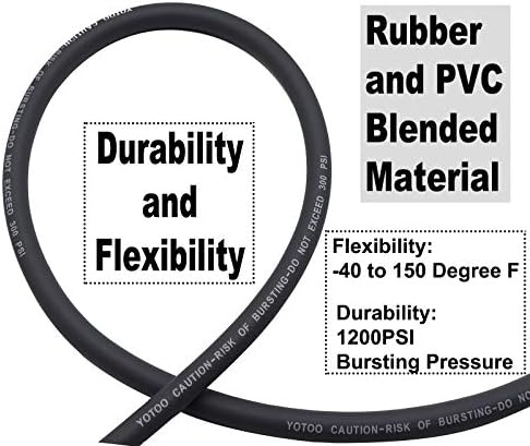 YOTOO Hybrid Air Hose 3/8-Inch by 50-Feet 300 PSI Heavy Duty, Lightweight, Kink Resistant