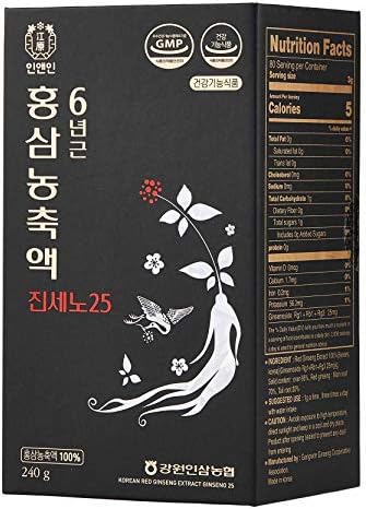 Gangwoninsam] Korean Red Ginseng Extract Ginseno25 240g / 8.46 fl. oz– Contains 100% Pure Korean 6-Year-Old Red Ginseng Root Extract