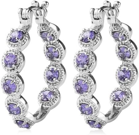 Purple Cubic ZirconiaEarrings in Stainless Steel