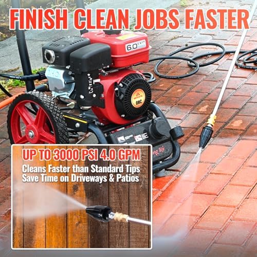 YAMATIC Pressure Washer Turbo Nozzle, 3000 PSI 4.0 GPM | 1/4" Quick Connector, 360° Rotating Spray Tips, Compatible with Ryobi, Greenworks, Craftsman