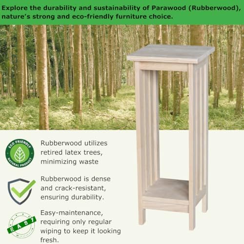 IC International Concepts Solid Wood Mission Plant Stand, Unfinished