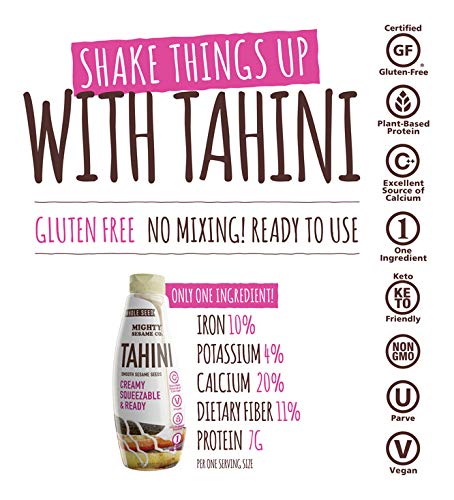 Mighty Sesame "Whole Seed" Creamy & Ready Squeezable Tahini Paste, 10.9oz (2 Pack) Gluten Free, Vegan, Non GMO, Keto Friendly, Plant Based Protein