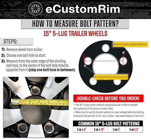 eCustomrim 2-Pack Radial Trailer Tire Rim Assembly ST145/R12 Silver 5 Lug