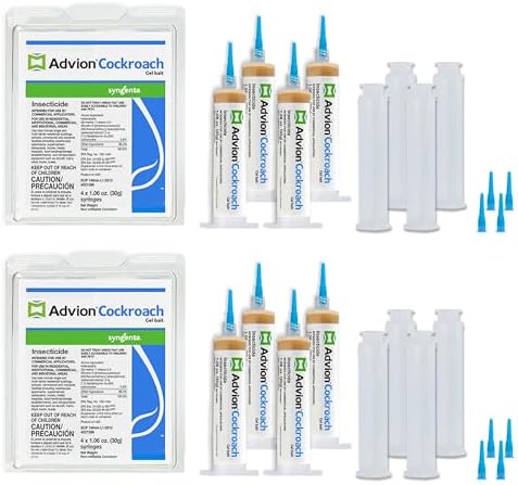 advion 383920 4 Tubes and 4 Plungers Cockroach German Roach Pest Control Inse, Brown