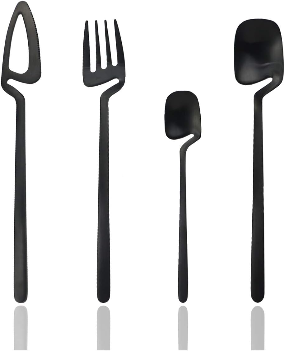 JASHII Hangable Silverware Set, Matte Rainbow Flatware Cutlery Set Service for 2