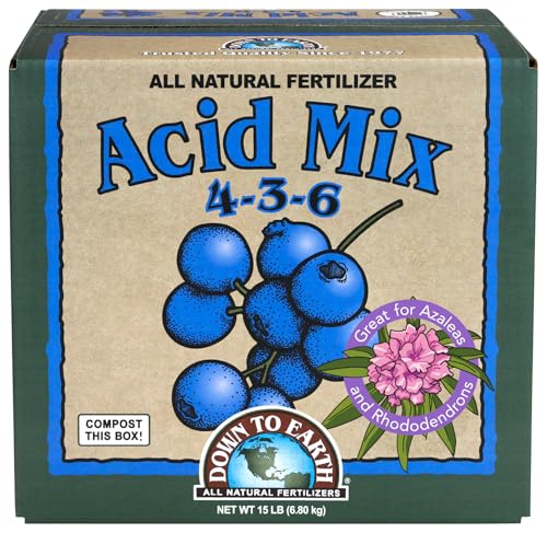 Down To Earth All Natural Fertilizers Organic Acid Mix - 4-3-6, 1 lb | Plant Food for Blueberries, Raspberries, Azaleas, Camellias, Rhododendrons, Hydrangeas, Evergreens and Acid-Loving Plants