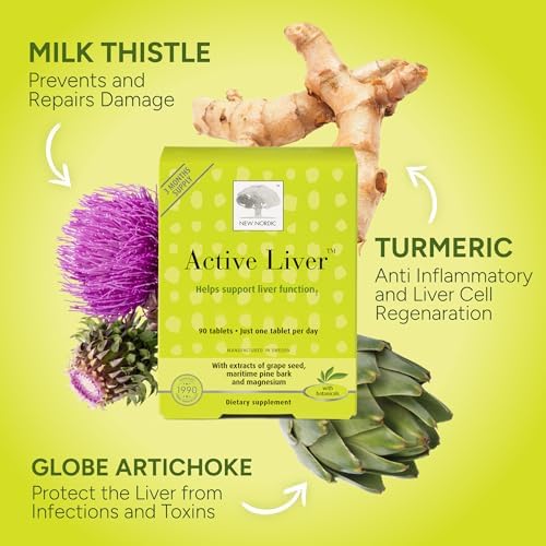 NEW NORDIC Active Liver Daily Support Supplement 30-Day Supply - 30 Tablets | Includes a supply of daily liver supplements, featuring a botanical blend of milk thistle and artichoke in a tablet format