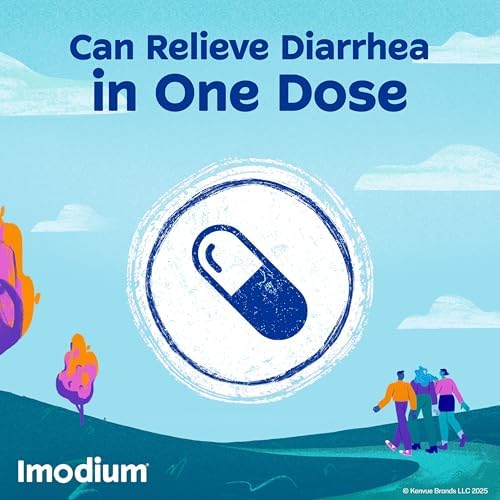 Imodium A-D Diarrhea Relief Caplets, 2mg Loperamide Hydrochloride, 24 Ct | Help Control Symptoms of Diarrhea, Due to Acute Traveler's Diarrhea, for Kids 6+ and Adults