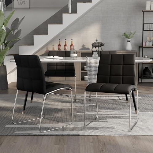 Furniture of America Poipen Faux Leather Dining Chairs in Black (Set of 2)