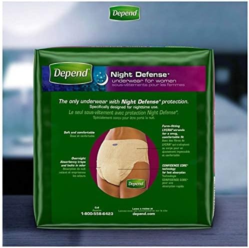 Depend Night Defense Incontinence Overnight Underwear for Women, L, 14 Underwear (Pack of 2)