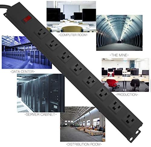 HHOSET Heavy Duty Long 8 Outlets, 14AWG Extension Cord, Black, 6FT, 1