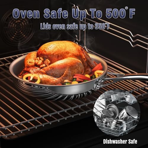 Cooks Standard Multi-Ply Clad 12 Inch Stainless Steel Wok Pan, Stir Fry Pan with Glass Lid, Induction Cookware, Dishwasher & Oven Safe, Compatible with All Cooktops