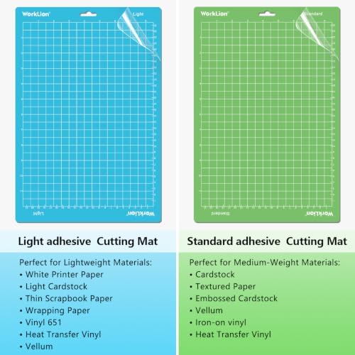 WORKLION Cutting Mat 12x12 Compatible with Maker/Maker 3/Maker 4/Air 2/Explore 3/4, Variety Sticky（Standard, Light