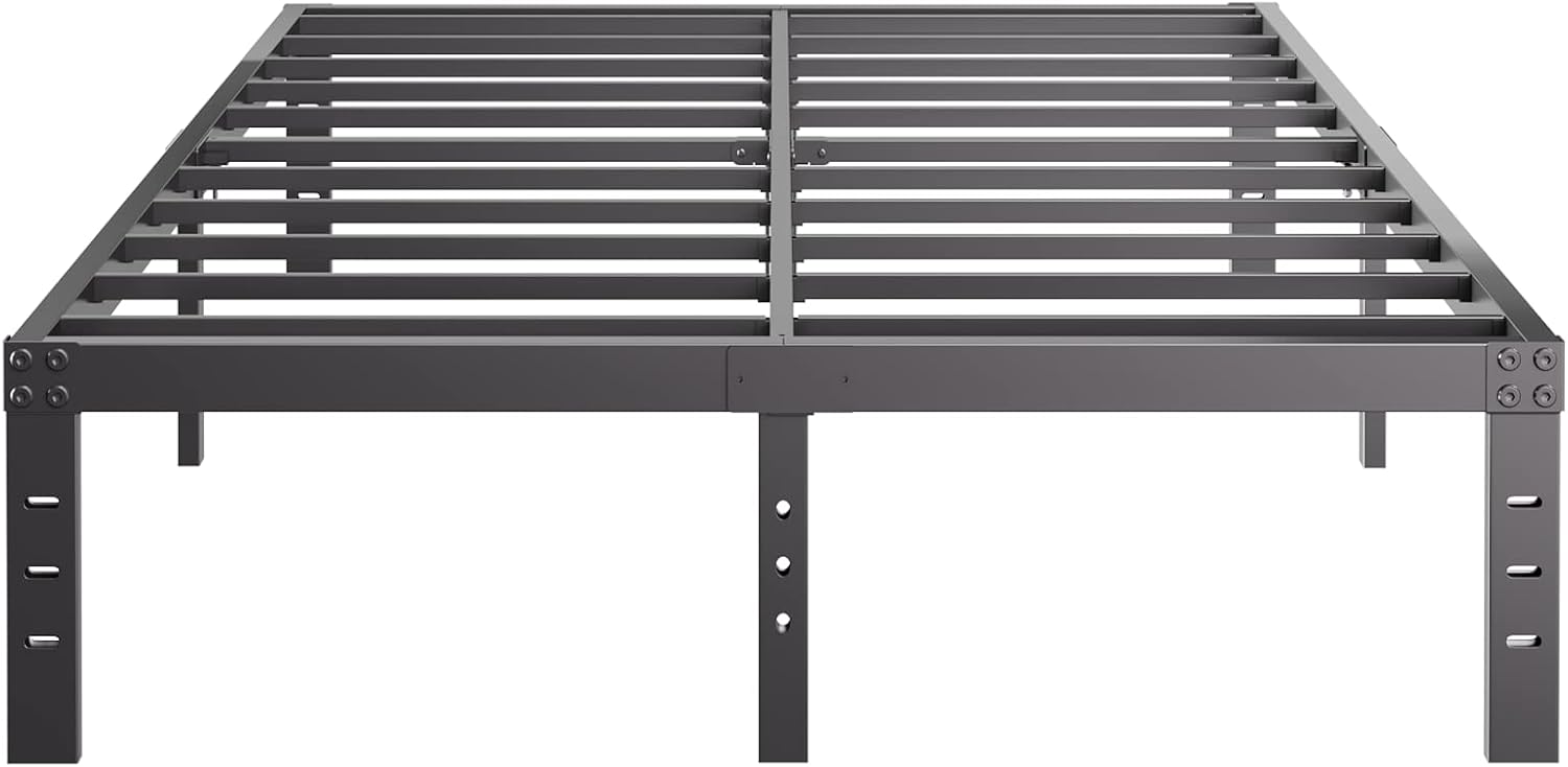 Heavy Duty Platform 14 Inch Full Bed Frame with Storage, Black
