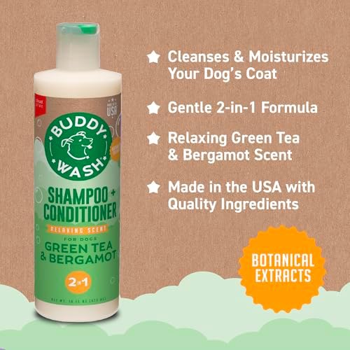Buddy Grooming Wash 2 in 1 Dog Shampoo, Lavender & Mint, 16 oz. Bottle