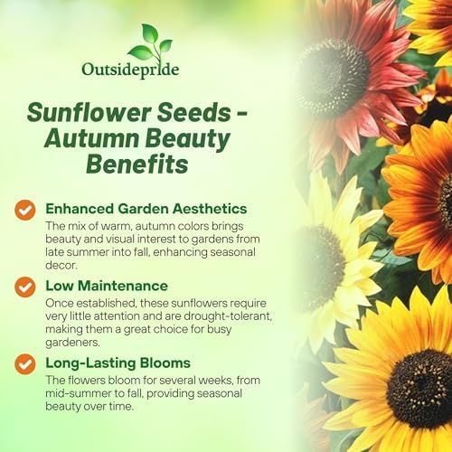 Outsidepride Autumn Beauty Sunflower Seeds for Planting - 1 Lb. Annual, Easy to Grow Flower Seeds w/Vibrant, Abundant Blooms for Cut Flower Arrangements & Pollinator & Vegetable Gardens