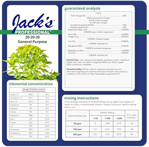 Jack's Classic 20-20-20 All Purpose Water-Soluble Fertilizer, 1.5lb | Powdered, Targeted Micronutrient Package, Promotes Growth, Green-Up