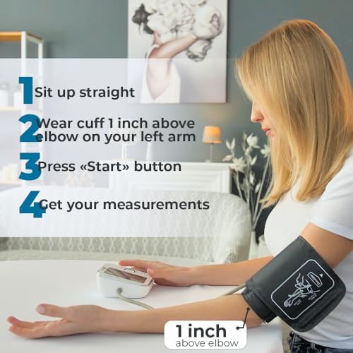 Paramed Blood Pressure Monitor - Bp Machine - Automatic Upper Arm Blood Pressure Cuff 8.7-16.5 inches - Large LCD Display 120 Sets Memory - Device