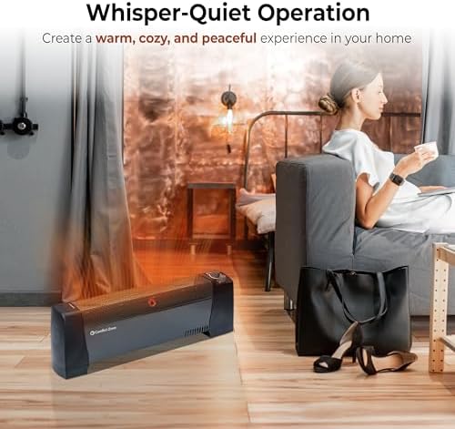 Comfort Zone Electric Baseboard Space Heater with Adjustable Thermostat, Dent-Proof End Panels, Overheat Protection, Tip-Over Switch, & Stay-Cool Body, Ideal for Home, Bedroom, & Office, 1,500W, CZ600