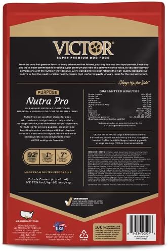 VICTOR Purpose Nutra Pro Dry Dog Food - High Protein Gluten-Free, 40 lb | Super Premium Dog Food, Low Carb Dry Kibble, For Active Dogs of All Ages, For Sporting, Pregnant or Nursing Dogs & Puppies