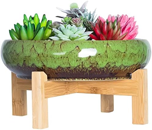 Succulent Pot, 10'' Ceramic Pots for Indoor Plant Shallow Succulent Planter