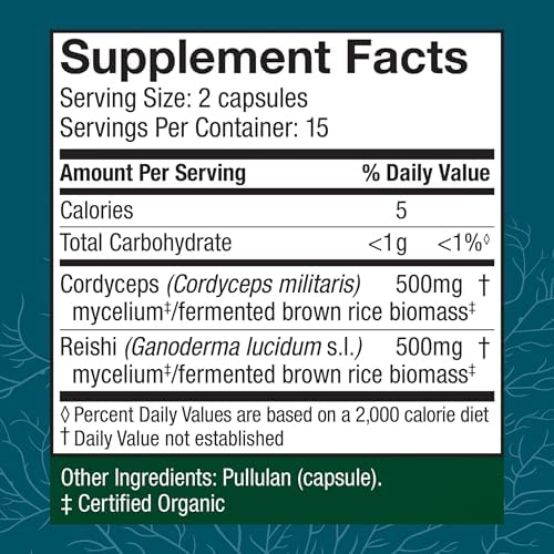 Host Defense CordyChi Capsules - Energy & Immune Support Supplement - Cordyceps & Reishi Mushroom Supplement for Relaxation & Respiratory Support - Aids Against Tiredness - 120 Capsules