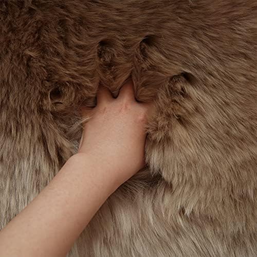 Real Sheepskin Rug Fluffy Sheepskin Throw Genuine Sheepskin Rug Sheepskin Seat Covers for Chairs Recliner Sofa (2.3x6.5ft) (Color : Ivory)