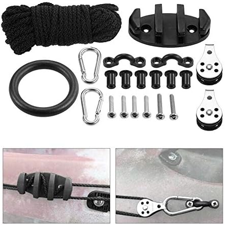 ISURE MARINE Kayak Canoe Anchor Trolley Kit Eyes Wellnuts Screws Kayak Accessories Zig Zag Cleat Rigging Ring Pulleys DIY Boat 30 Feet Rope