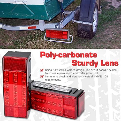New Submersible LED Trailer Light Kit, Super Bright Brake Stop Turn Tail License Lights for Camper Truck RV Boat Snowmobile Over 80" Inches